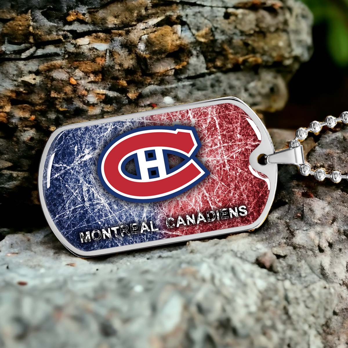 Hockey Dog Tag Necklace - HKD013 - Montreal Canadiens - Military Ball Chain