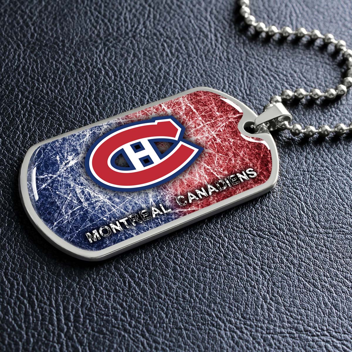Hockey Dog Tag Necklace - HKD013 - Montreal Canadiens - Military Ball Chain