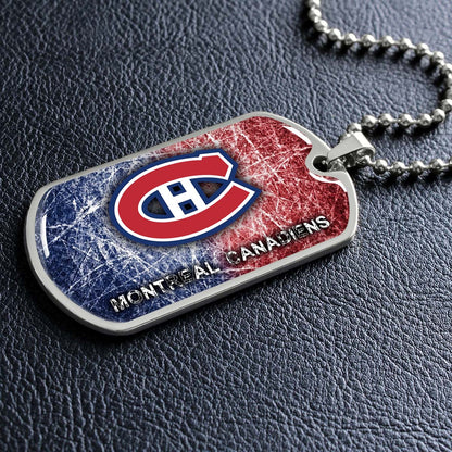 Hockey Dog Tag Necklace - HKD013 - Montreal Canadiens - Military Ball Chain