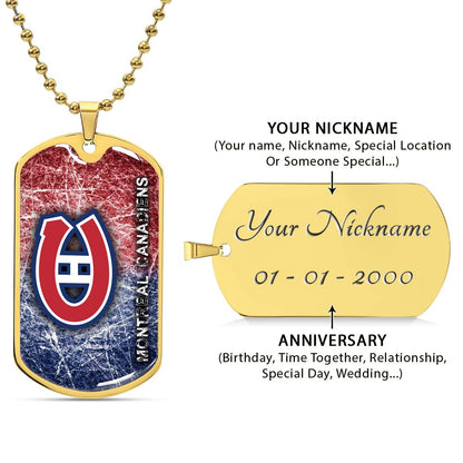 Hockey Dog Tag Necklace - HKD013 - Montreal Canadiens - Military Ball Chain