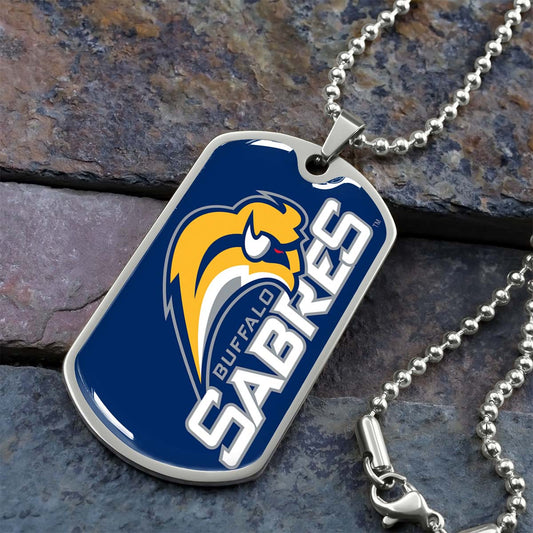 Hockey Dog Tag Necklace - HKD018 - Buffalo Sabres Sports - Military Ball Chain