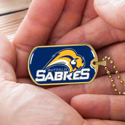 Hockey Dog Tag Necklace - HKD018 - Buffalo Sabres Sports - Military Ball Chain