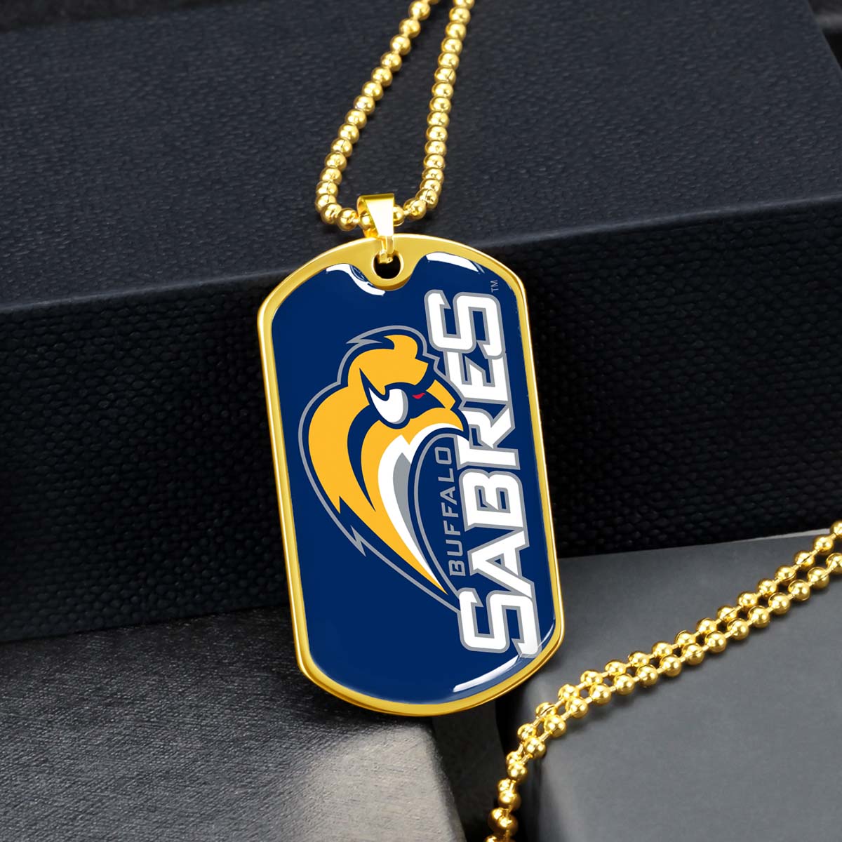 Hockey Dog Tag Necklace - HKD018 - Buffalo Sabres Sports - Military Ball Chain