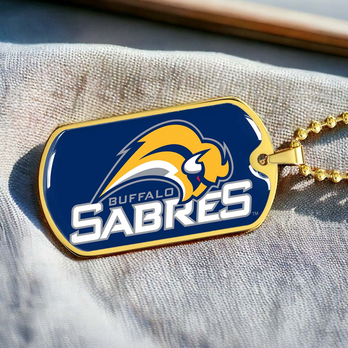 Hockey Dog Tag Necklace - HKD018 - Buffalo Sabres Sports - Military Ball Chain