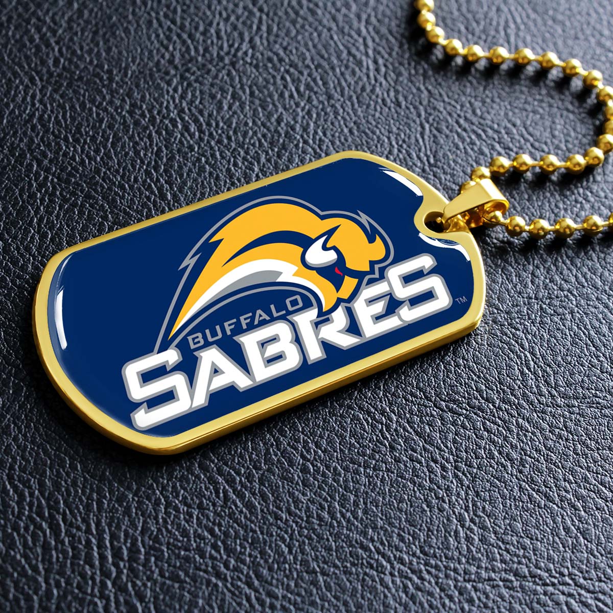 Hockey Dog Tag Necklace - HKD018 - Buffalo Sabres Sports - Military Ball Chain