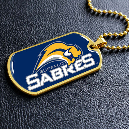 Hockey Dog Tag Necklace - HKD018 - Buffalo Sabres Sports - Military Ball Chain