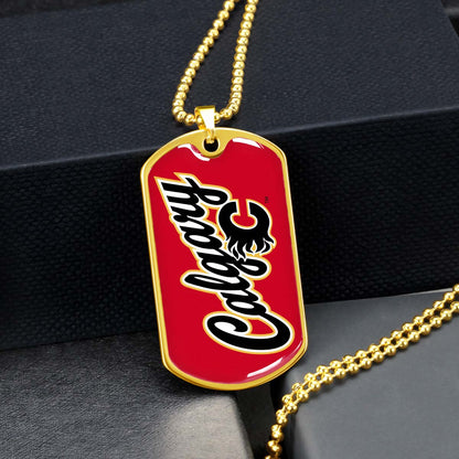 Hockey Dog Tag Necklace - HKD021 - Calgary Flames Sports - Military Ball Chain