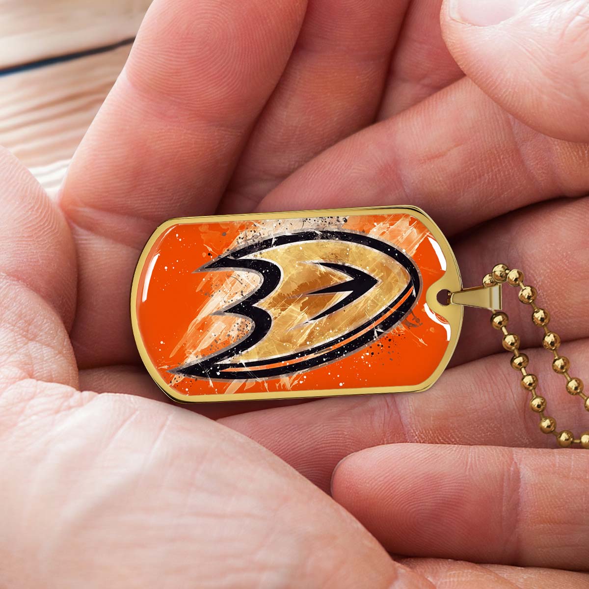 Hockey Dog Tag Necklace - HKD025 - Anaheim Ducks Sports - Military Ball Chain