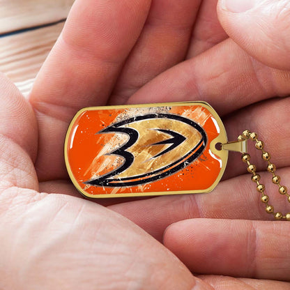 Hockey Dog Tag Necklace - HKD025 - Anaheim Ducks Sports - Military Ball Chain