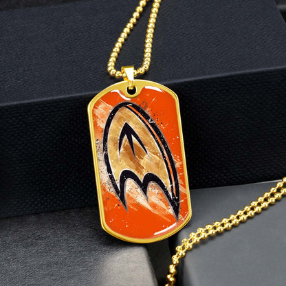 Hockey Dog Tag Necklace - HKD025 - Anaheim Ducks Sports - Military Ball Chain