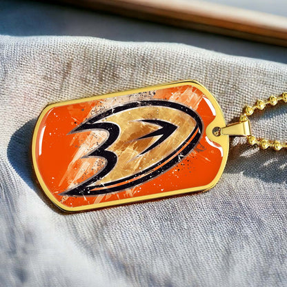 Hockey Dog Tag Necklace - HKD025 - Anaheim Ducks Sports - Military Ball Chain