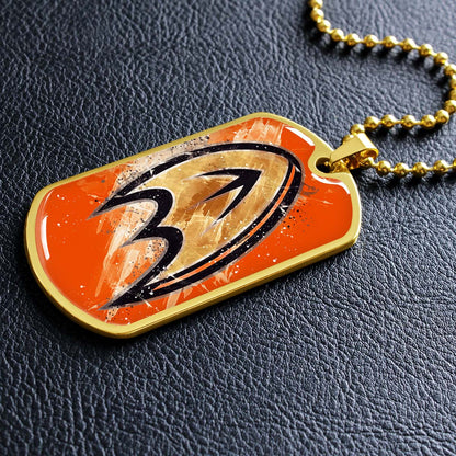 Hockey Dog Tag Necklace - HKD025 - Anaheim Ducks Sports - Military Ball Chain
