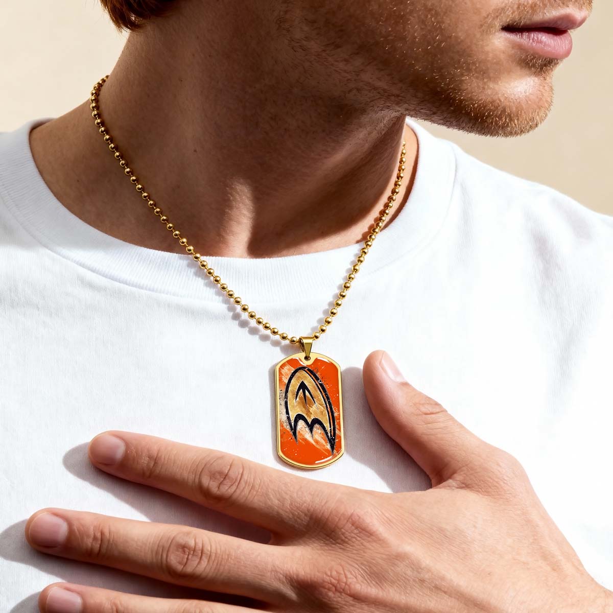 Hockey Dog Tag Necklace - HKD025 - Anaheim Ducks Sports - Military Ball Chain