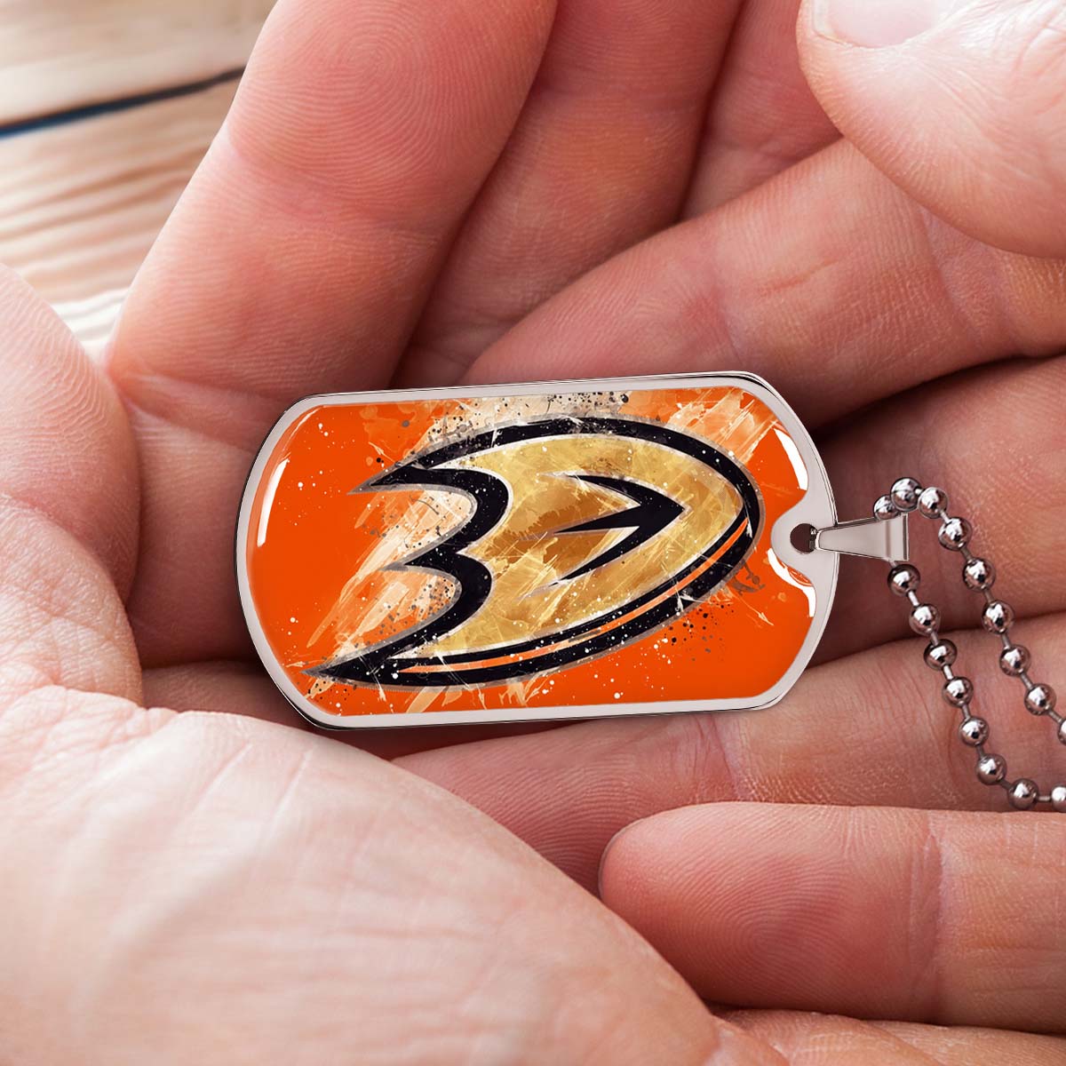 Hockey Dog Tag Necklace - HKD025 - Anaheim Ducks Sports - Military Ball Chain