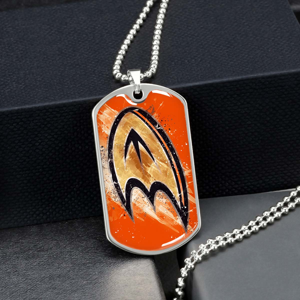 Hockey Dog Tag Necklace - HKD025 - Anaheim Ducks Sports - Military Ball Chain