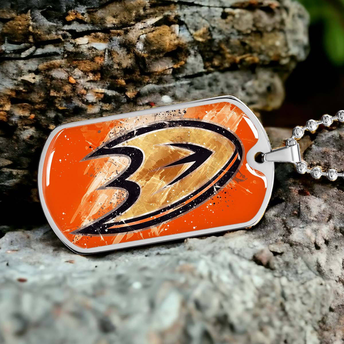 Hockey Dog Tag Necklace - HKD025 - Anaheim Ducks Sports - Military Ball Chain