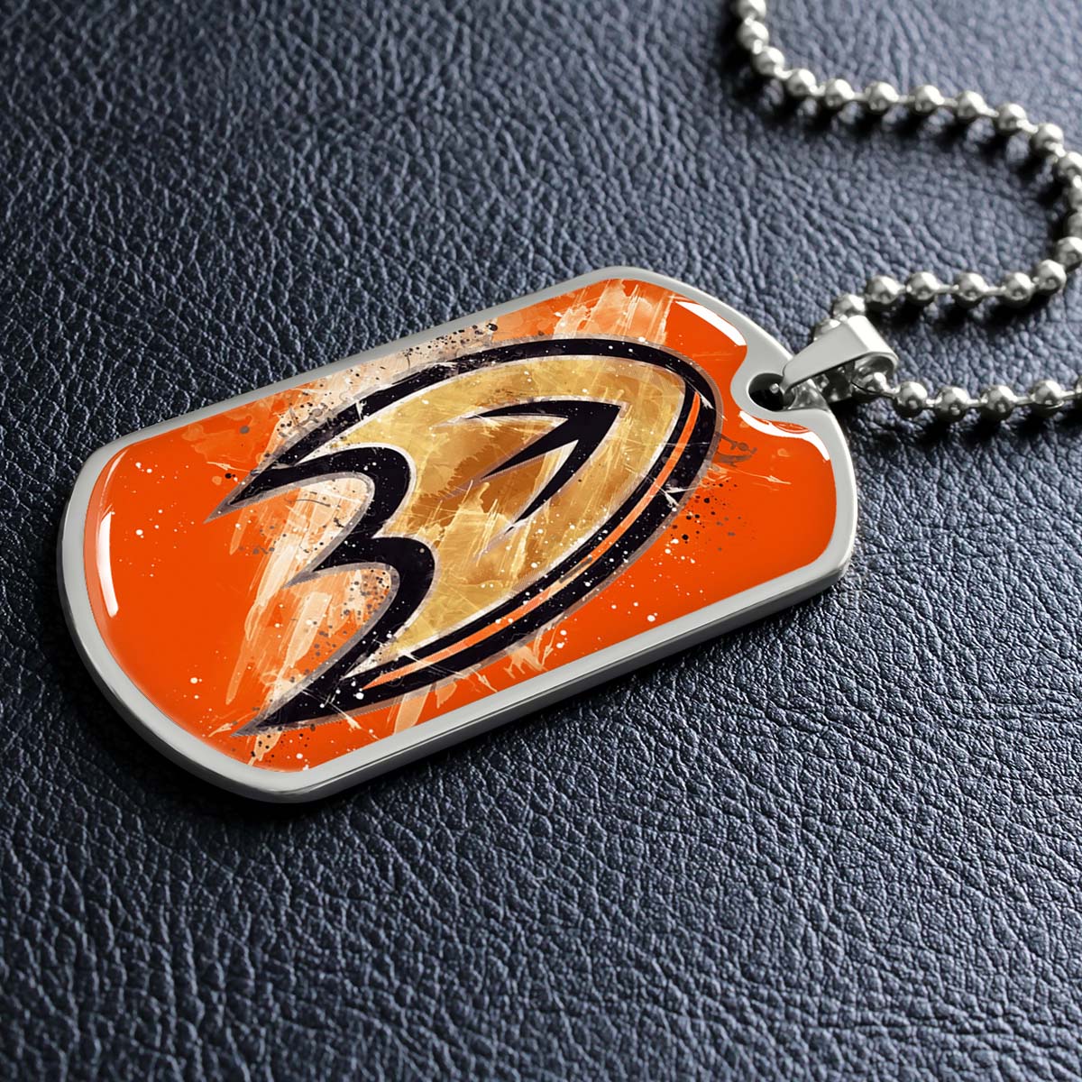 Hockey Dog Tag Necklace - HKD025 - Anaheim Ducks Sports - Military Ball Chain