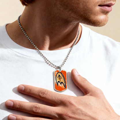 Hockey Dog Tag Necklace - HKD025 - Anaheim Ducks Sports - Military Ball Chain