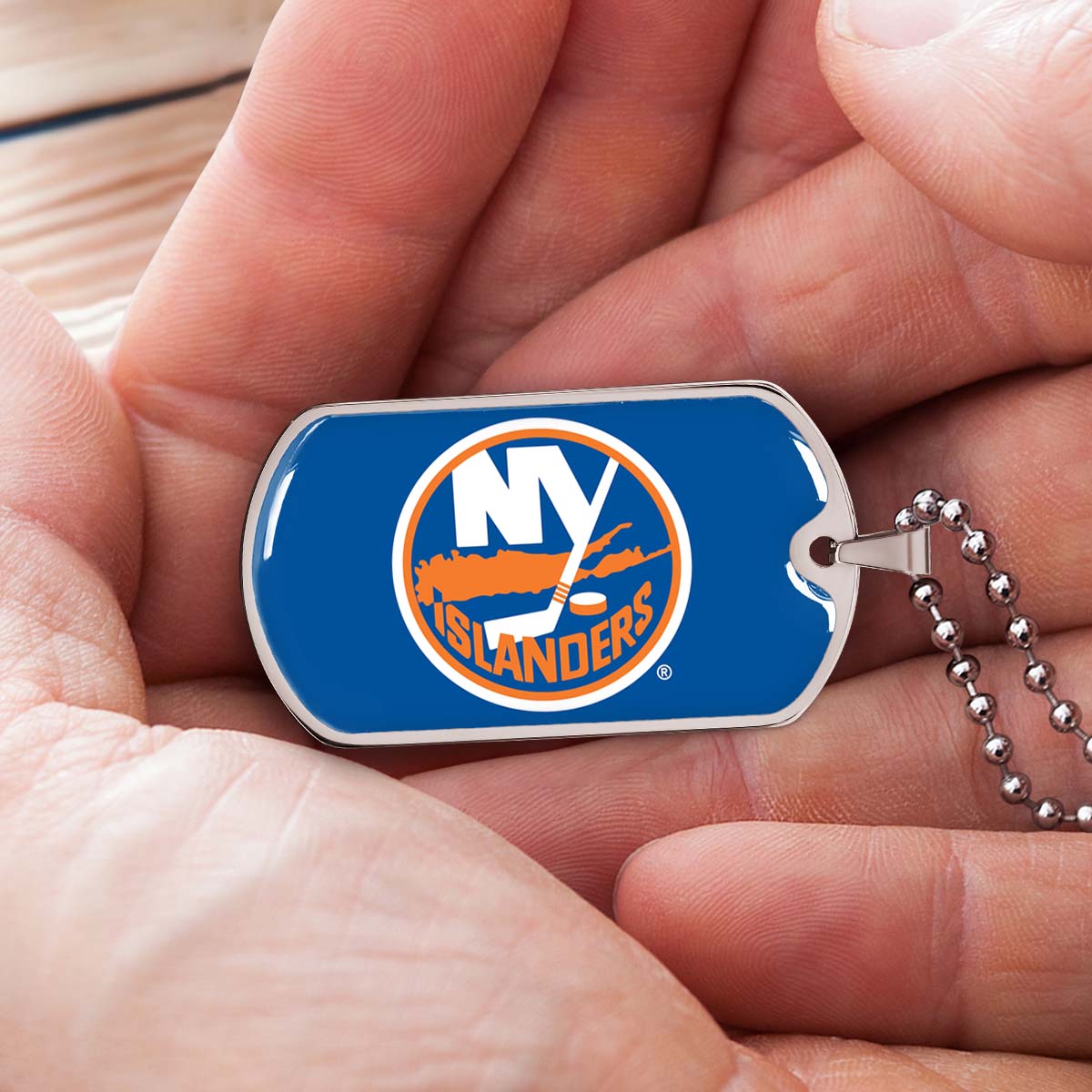 Hockey Dog Tag Necklace - HKD026 - New York Islanders Sports - Military Ball Chain