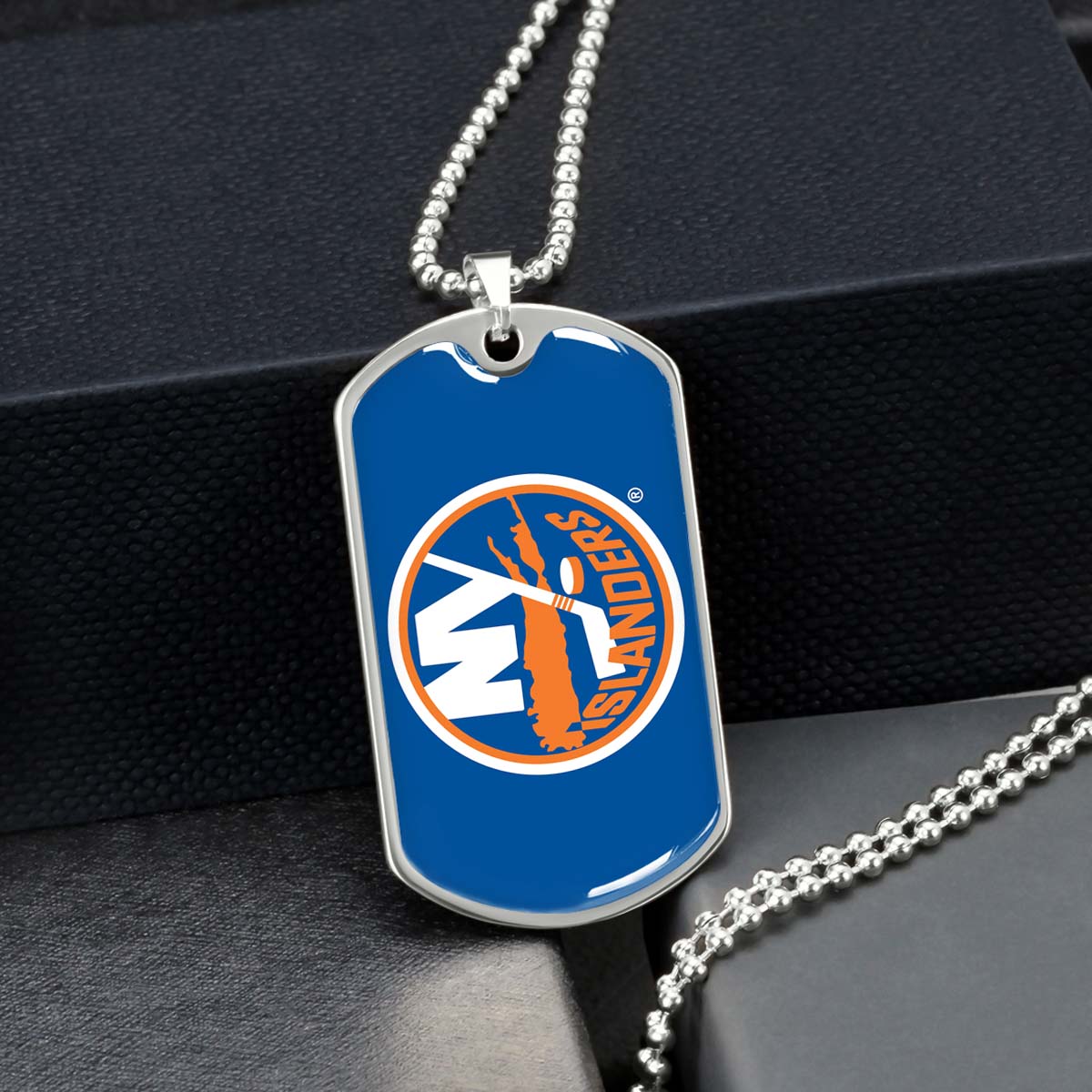 Hockey Dog Tag Necklace - HKD026 - New York Islanders Sports - Military Ball Chain