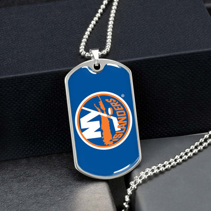 Hockey Dog Tag Necklace - HKD026 - New York Islanders Sports - Military Ball Chain
