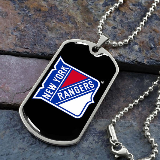 Hockey Dog Tag Necklace - HKD027 - New York Rangers Sports - Military Ball Chain
