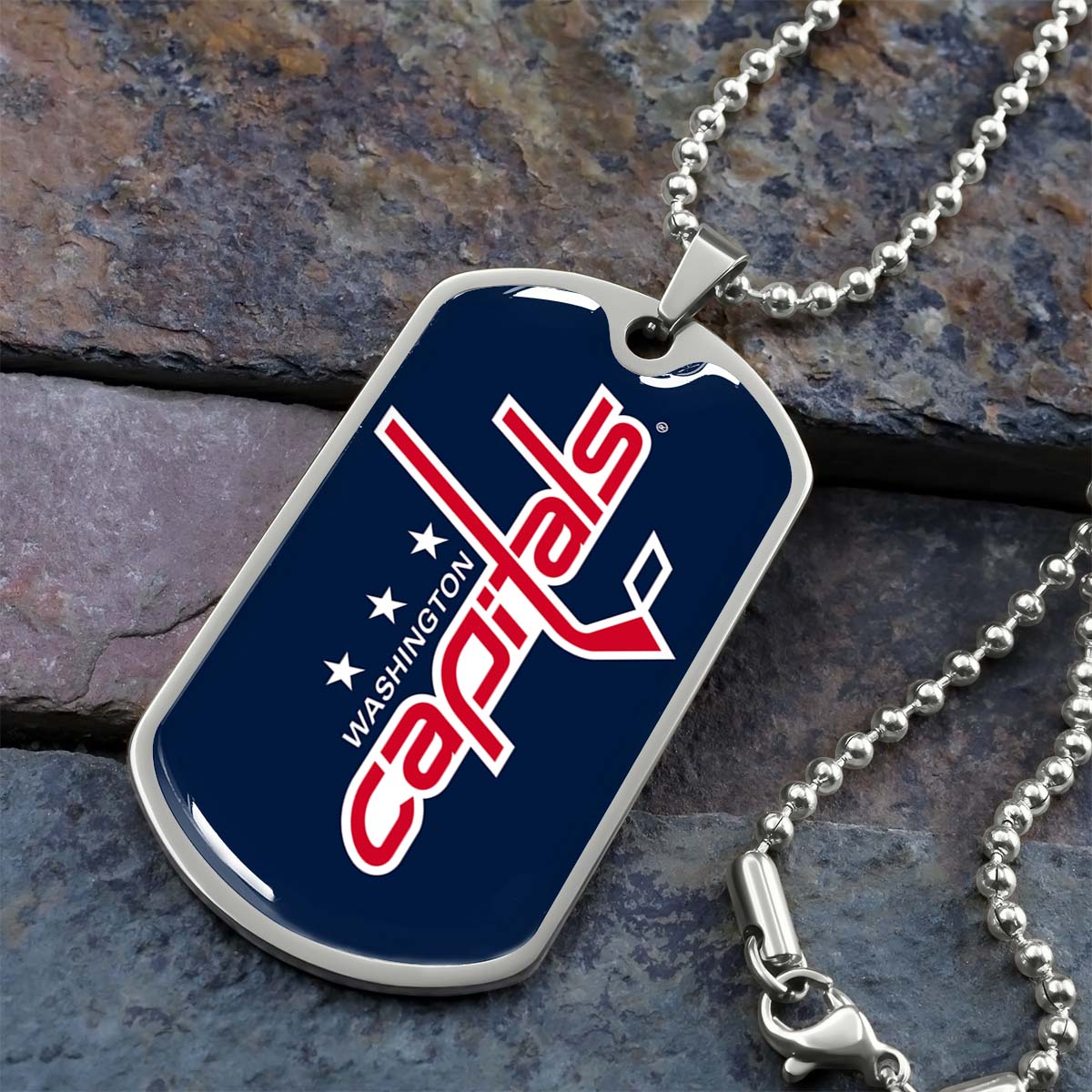 Hockey Dog Tag Necklace - HKD029 - Washington Capitals Sports - Military Ball Chain