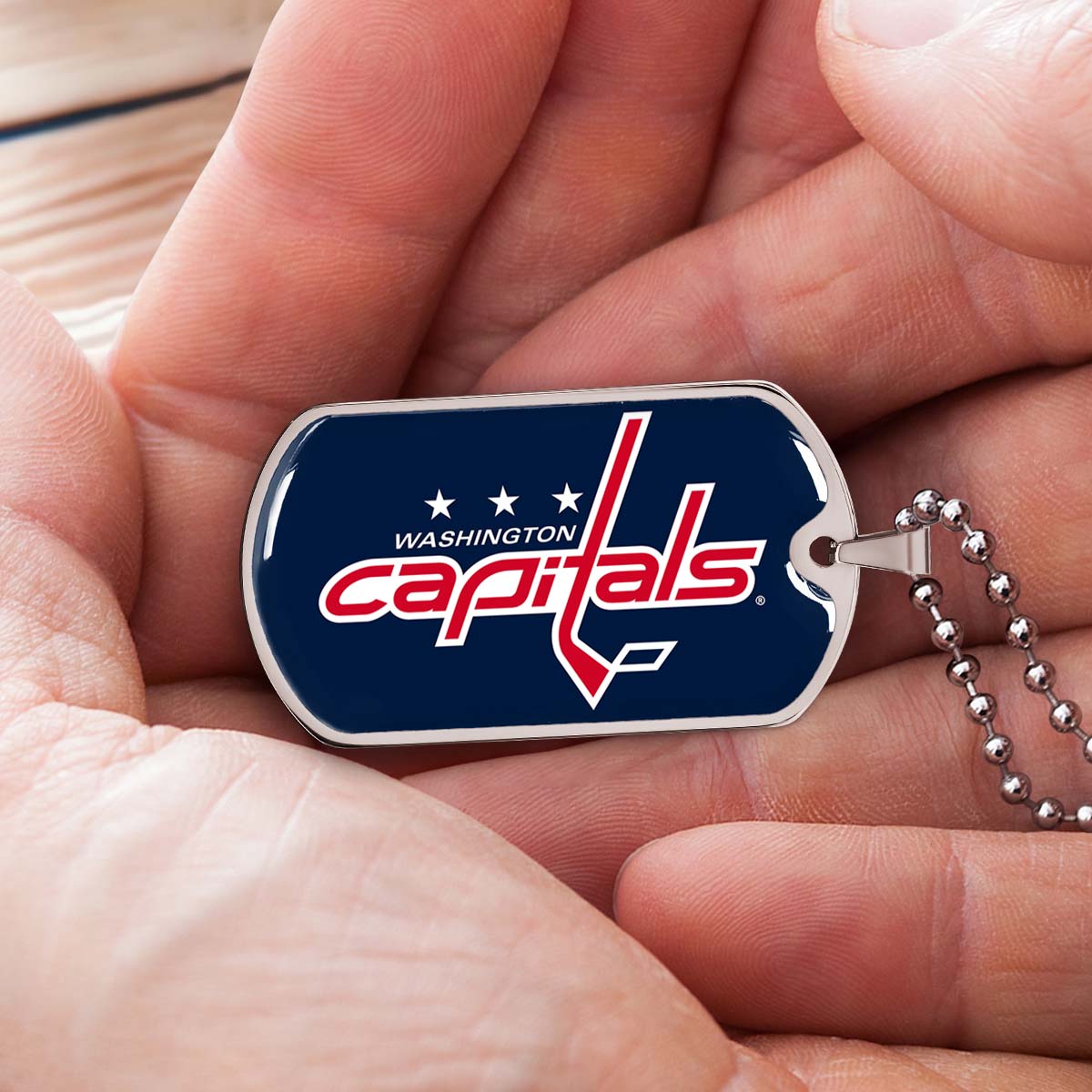 Hockey Dog Tag Necklace - HKD029 - Washington Capitals Sports - Military Ball Chain