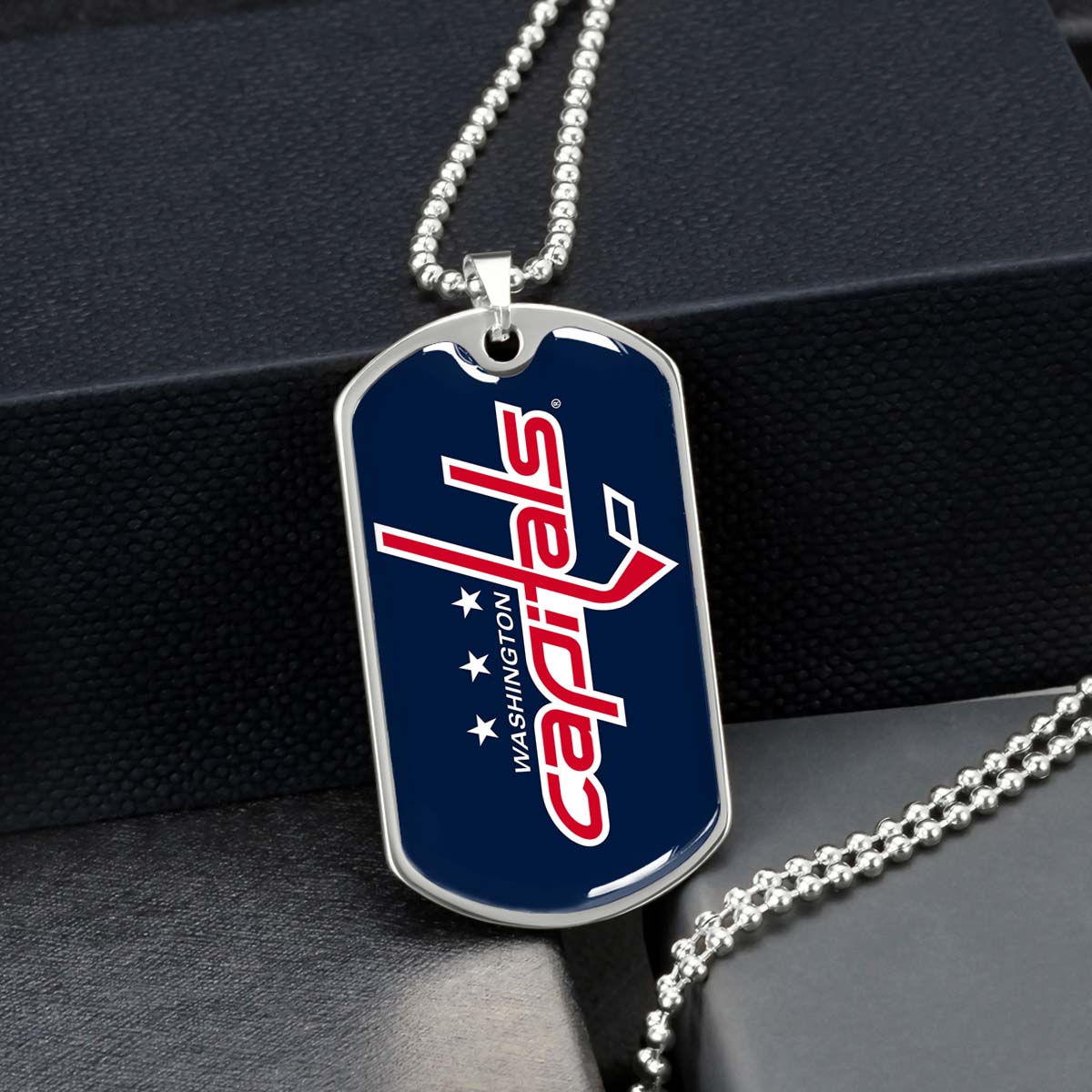 Hockey Dog Tag Necklace - HKD029 - Washington Capitals Sports - Military Ball Chain