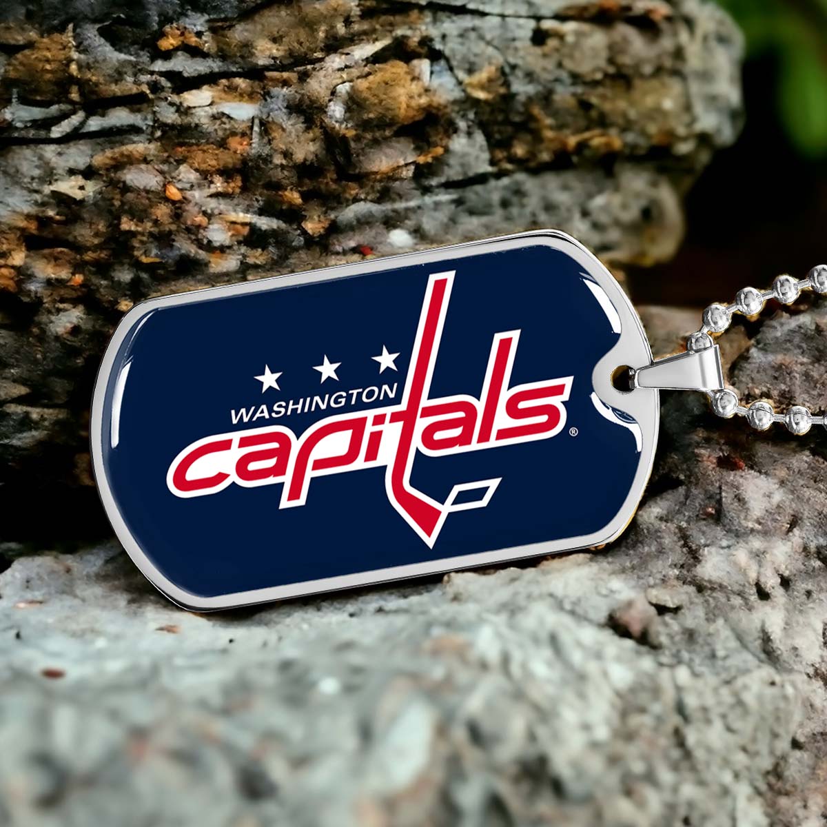 Hockey Dog Tag Necklace - HKD029 - Washington Capitals Sports - Military Ball Chain