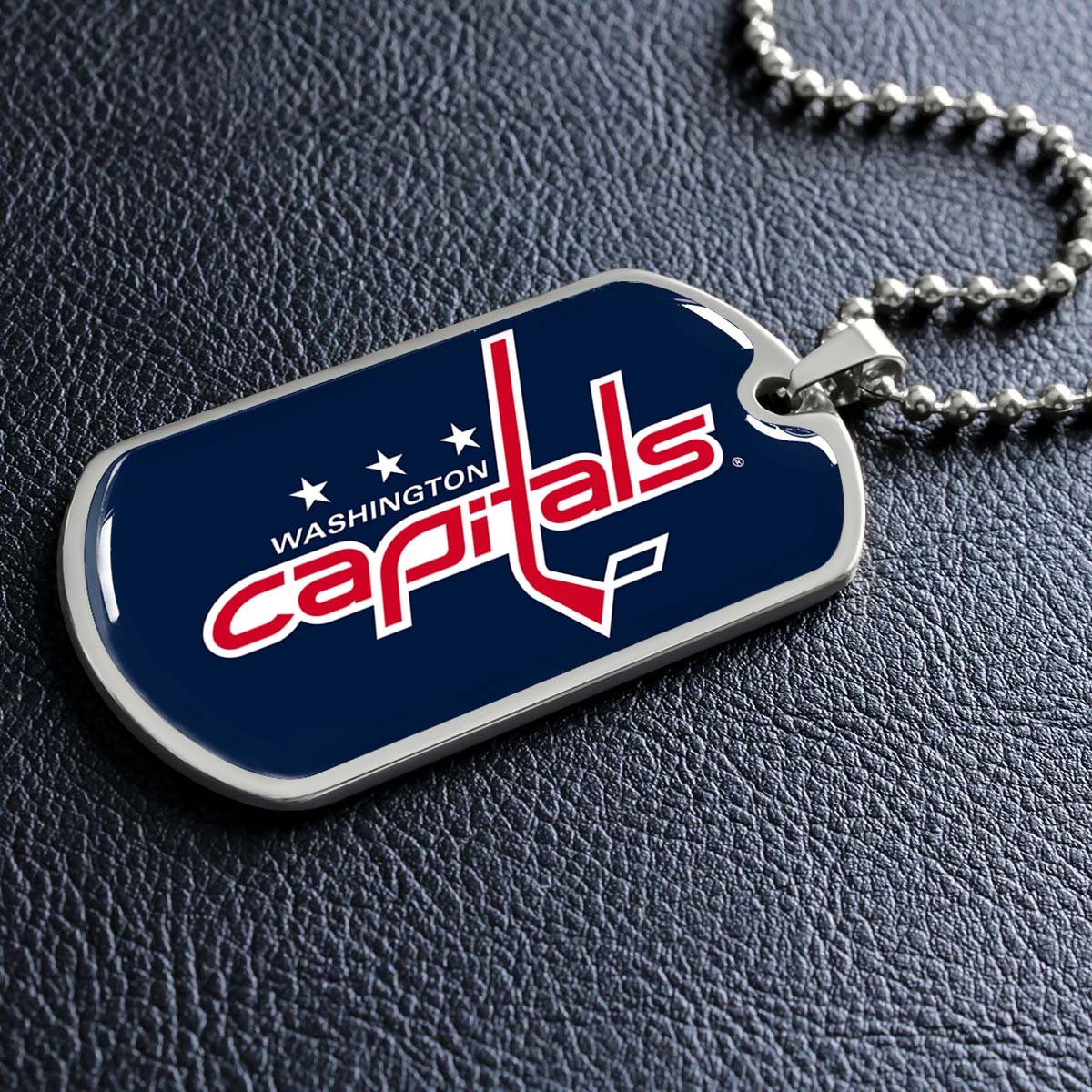 Hockey Dog Tag Necklace - HKD029 - Washington Capitals Sports - Military Ball Chain