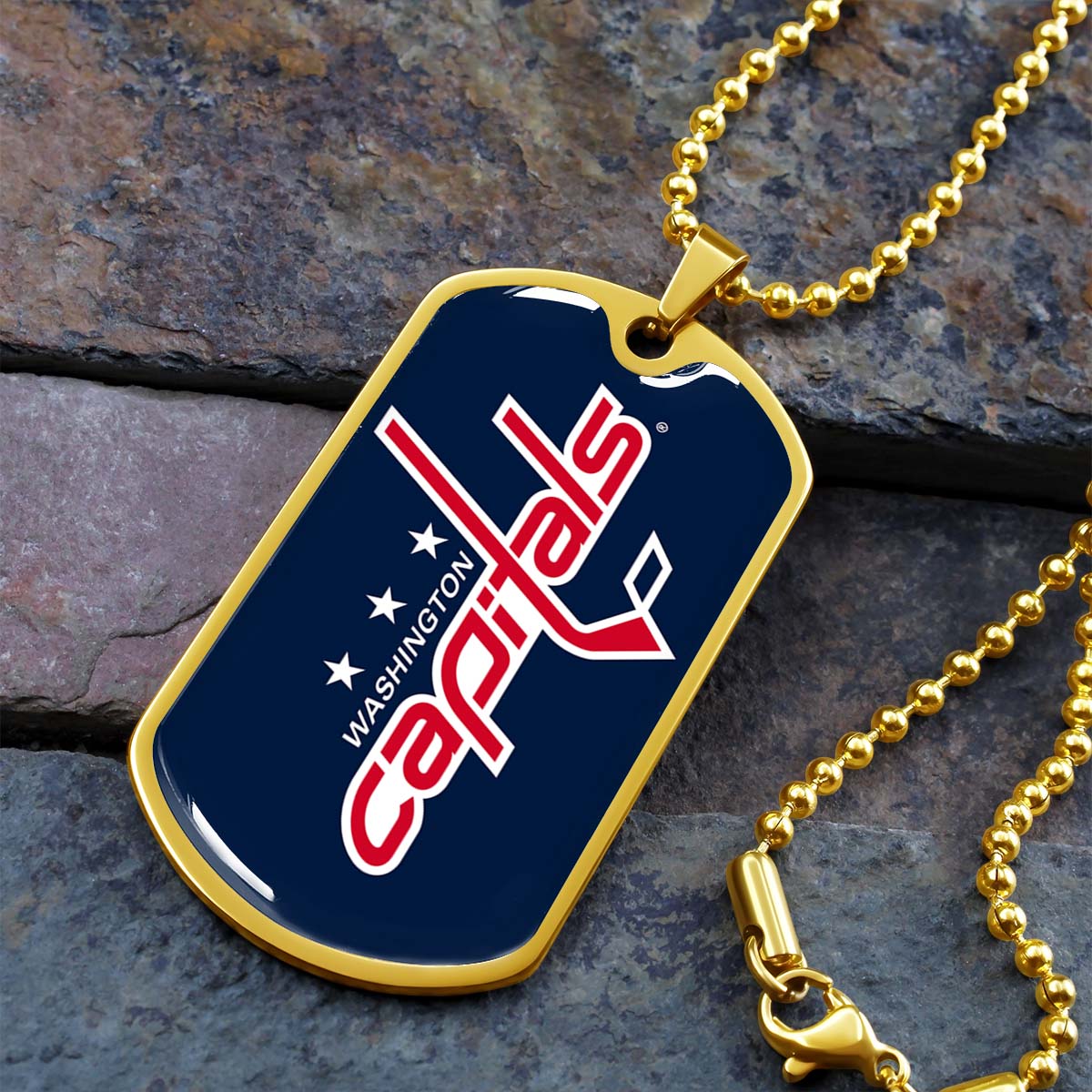 Hockey Dog Tag Necklace - HKD029 - Washington Capitals Sports - Military Ball Chain
