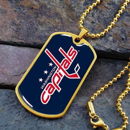 Hockey Dog Tag Necklace - HKD029 - Washington Capitals Sports - Military Ball Chain