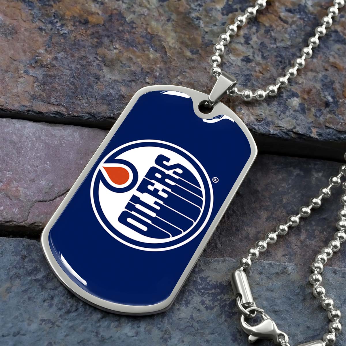 Hockey Dog Tag Necklace - HKD031 - Bold Hockey Excellence - Military Ball Chain