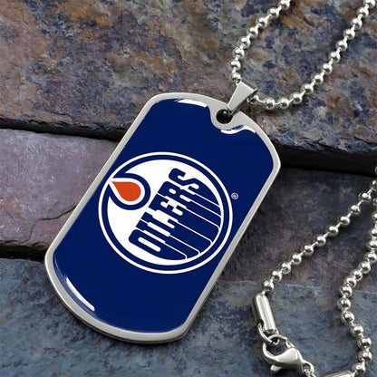 Hockey Dog Tag Necklace - HKD031 - Bold Hockey Excellence - Military Ball Chain