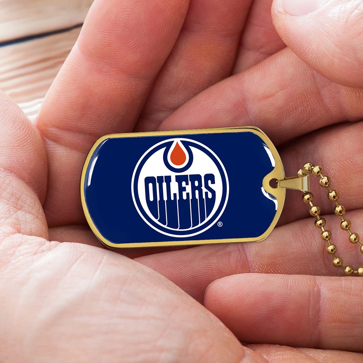 Hockey Dog Tag Necklace - HKD031 - Bold Hockey Excellence - Military Ball Chain
