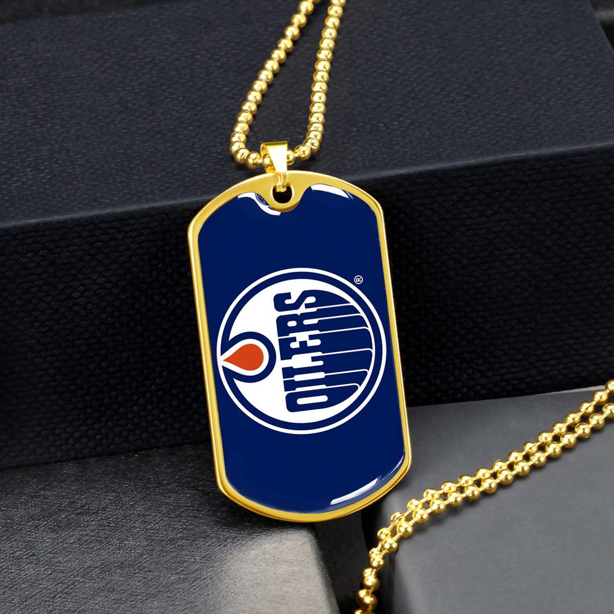 Hockey Dog Tag Necklace - HKD031 - Bold Hockey Excellence - Military Ball Chain