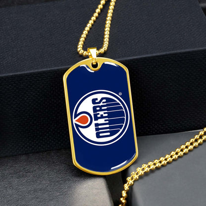 Hockey Dog Tag Necklace - HKD031 - Bold Hockey Excellence - Military Ball Chain