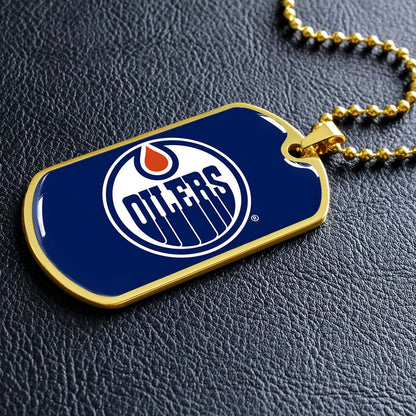 Hockey Dog Tag Necklace - HKD031 - Bold Hockey Excellence - Military Ball Chain