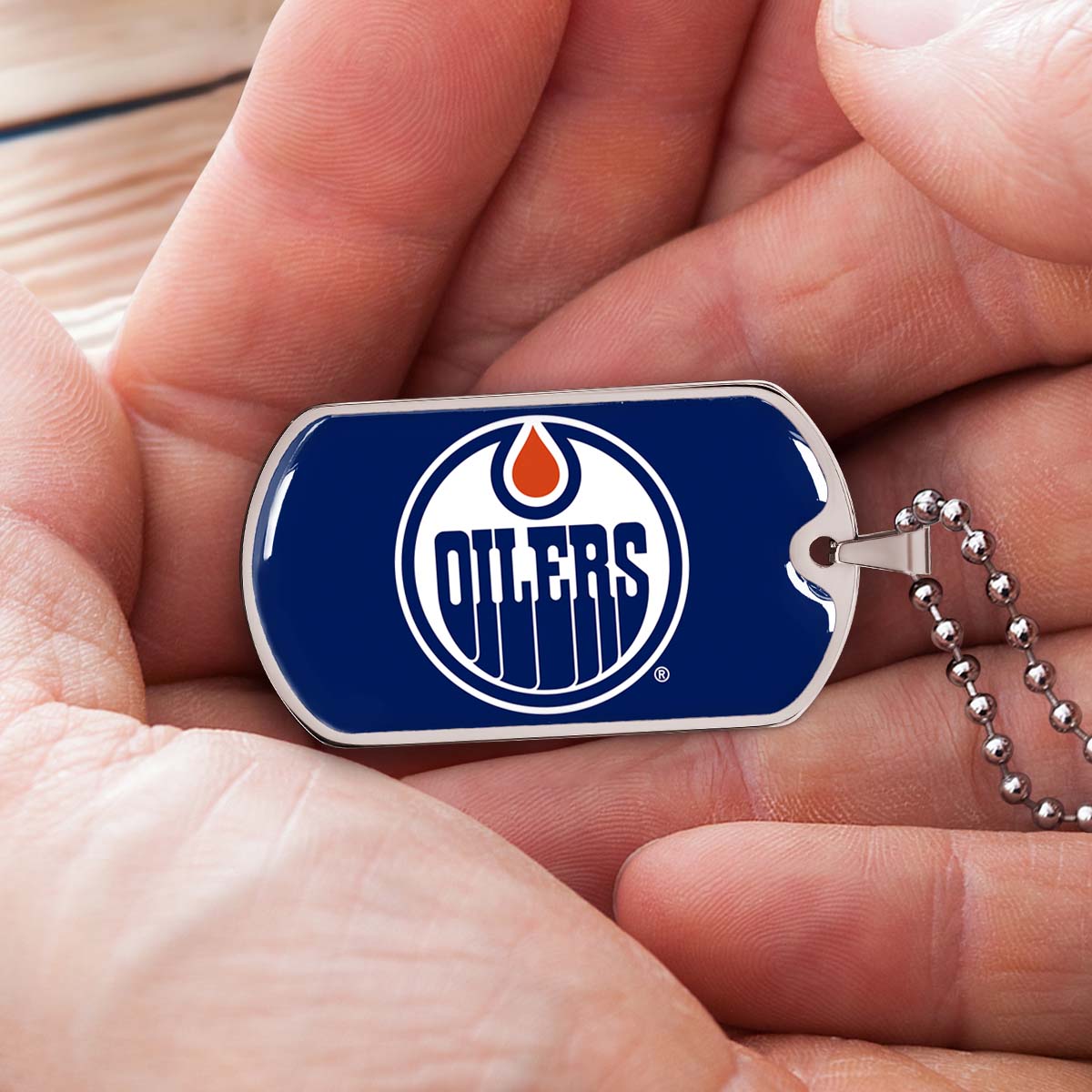 Hockey Dog Tag Necklace - HKD031 - Bold Hockey Excellence - Military Ball Chain
