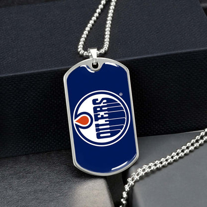 Hockey Dog Tag Necklace - HKD031 - Bold Hockey Excellence - Military Ball Chain
