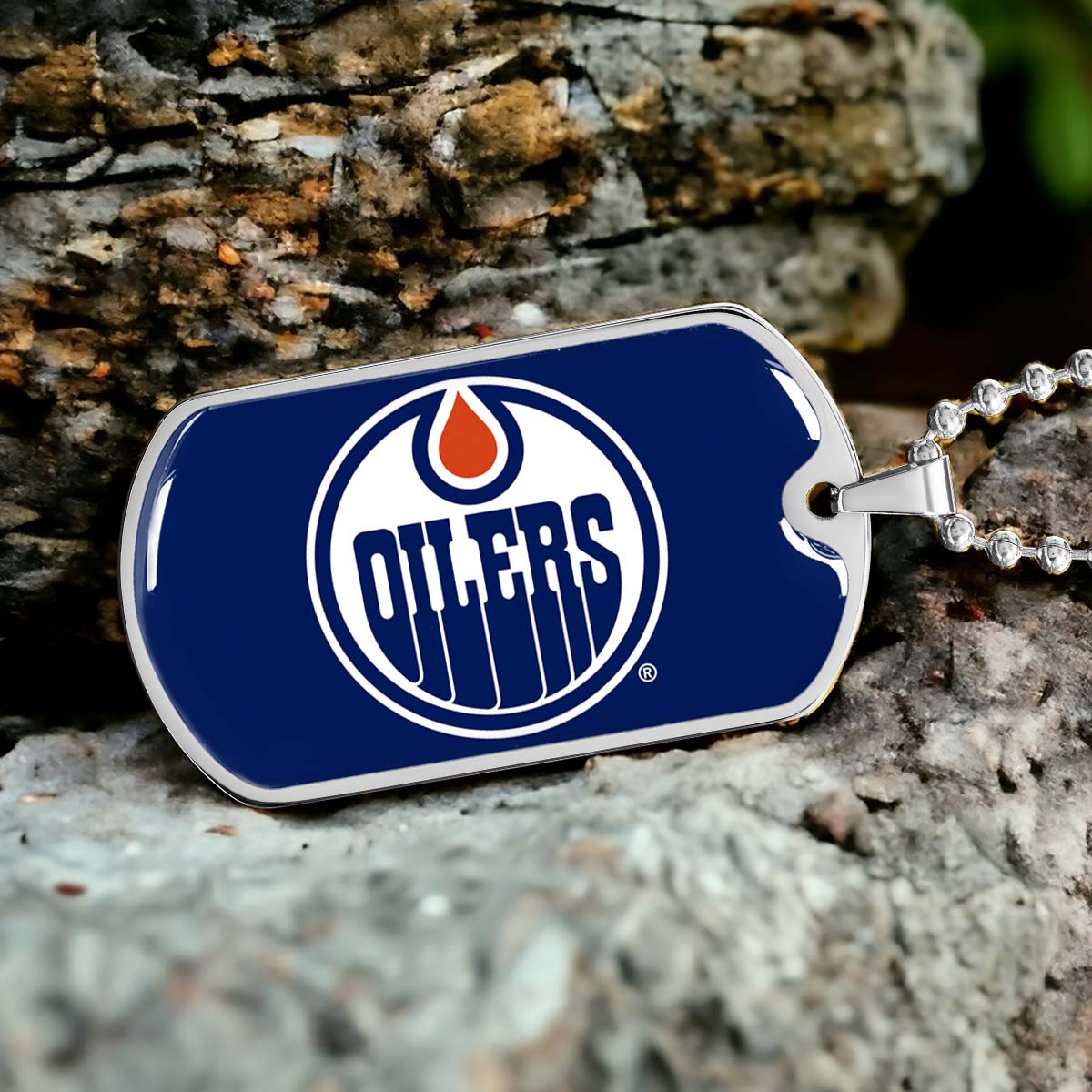 Hockey Dog Tag Necklace - HKD031 - Bold Hockey Excellence - Military Ball Chain