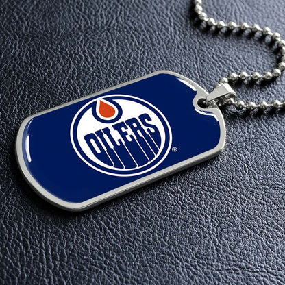 Hockey Dog Tag Necklace - HKD031 - Bold Hockey Excellence - Military Ball Chain