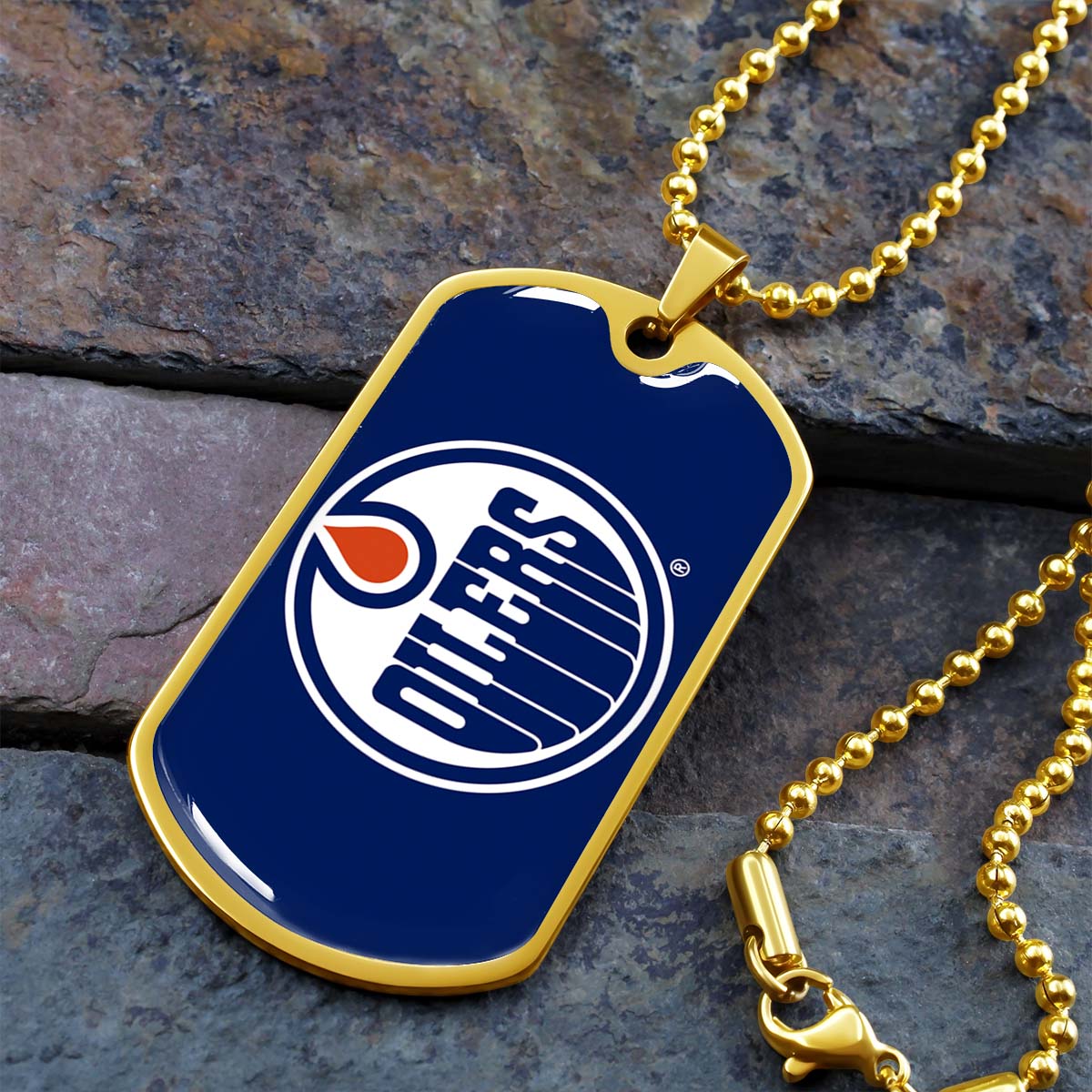 Hockey Dog Tag Necklace - HKD031 - Bold Hockey Excellence - Military Ball Chain