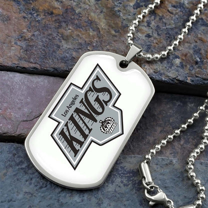 Hockey Dog Tag Necklace - HKD032 - Los Angeles Kings - Military Ball Chain