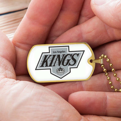 Hockey Dog Tag Necklace - HKD032 - Los Angeles Kings - Military Ball Chain