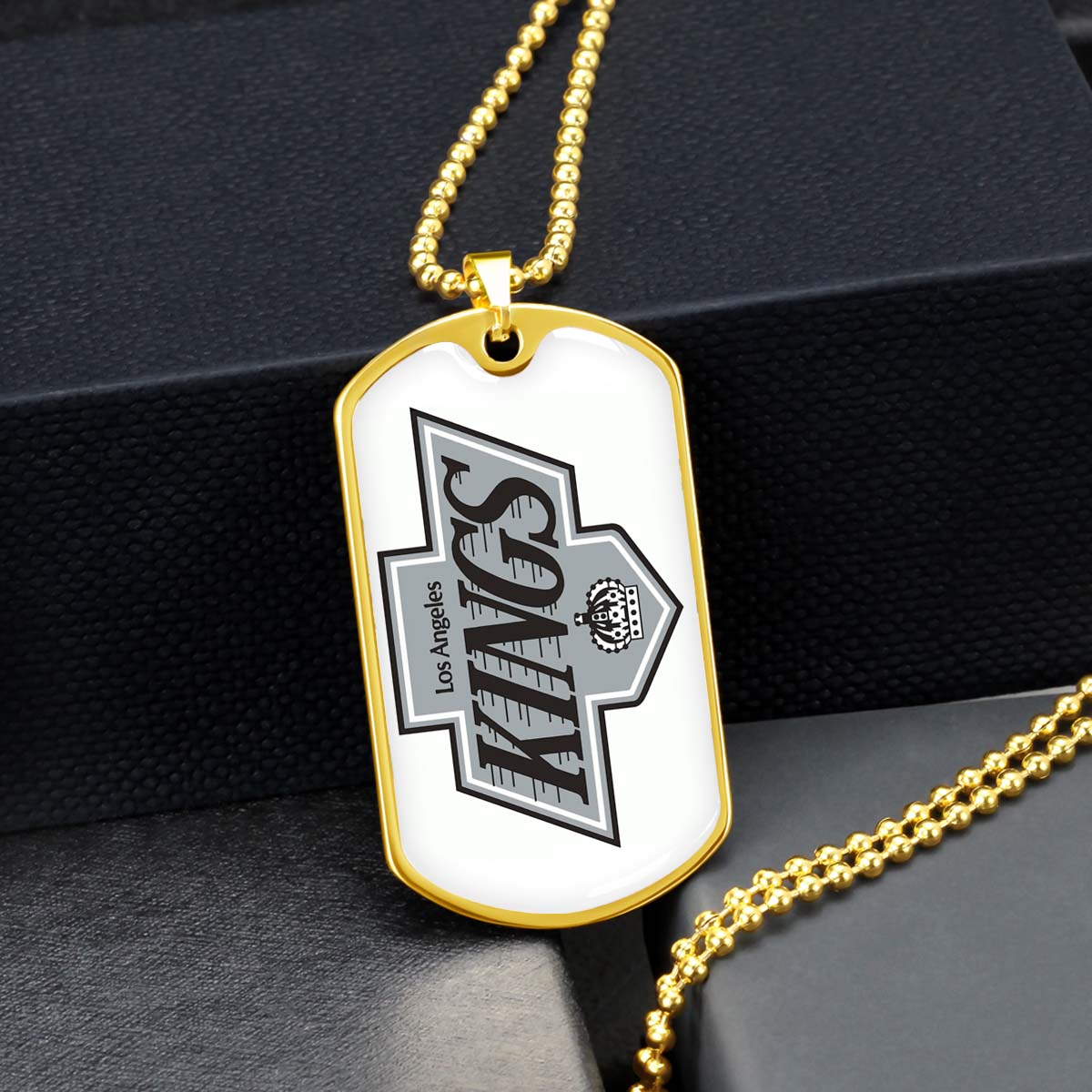 Hockey Dog Tag Necklace - HKD032 - Los Angeles Kings - Military Ball Chain