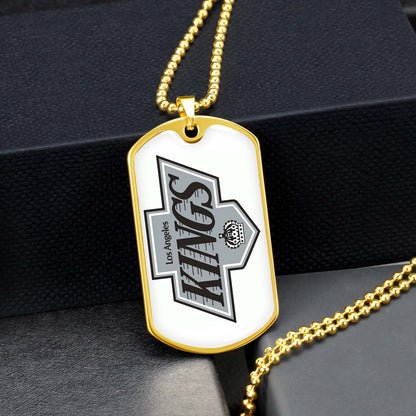 Hockey Dog Tag Necklace - HKD032 - Los Angeles Kings - Military Ball Chain