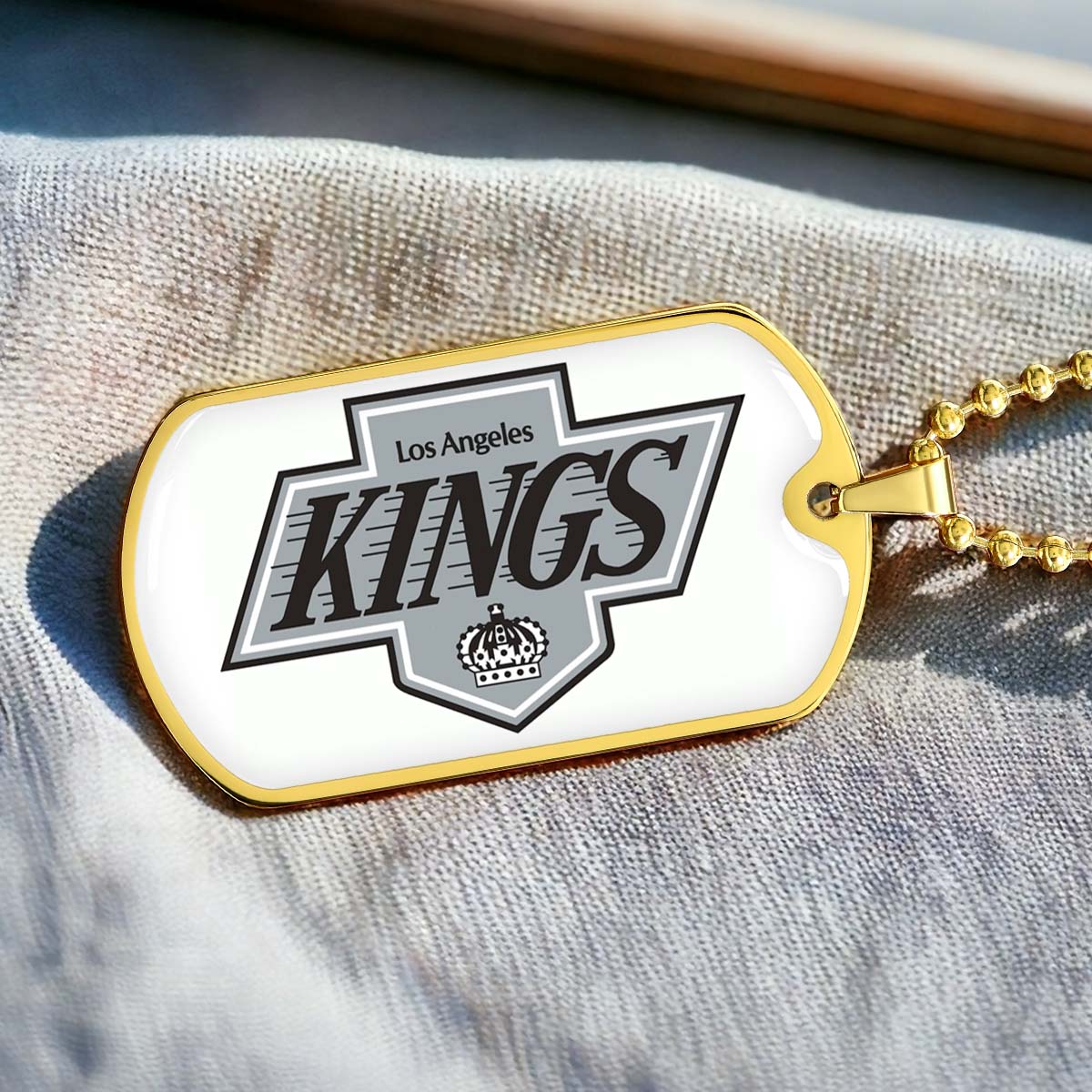 Hockey Dog Tag Necklace - HKD032 - Los Angeles Kings - Military Ball Chain