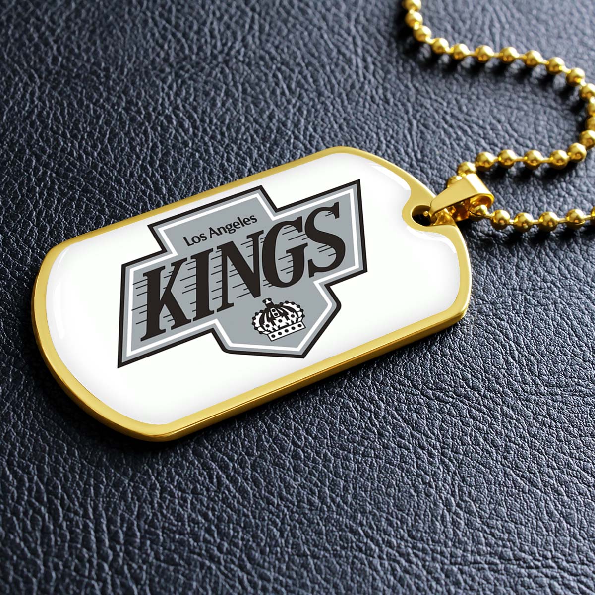 Hockey Dog Tag Necklace - HKD032 - Los Angeles Kings - Military Ball Chain